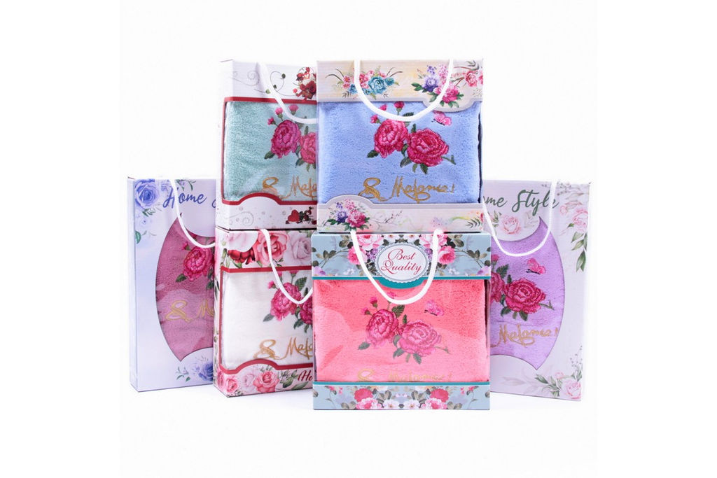 Набор полотенце микрофибра Букет роз на 8 Марта А-В-С-F-180 в коробке Л