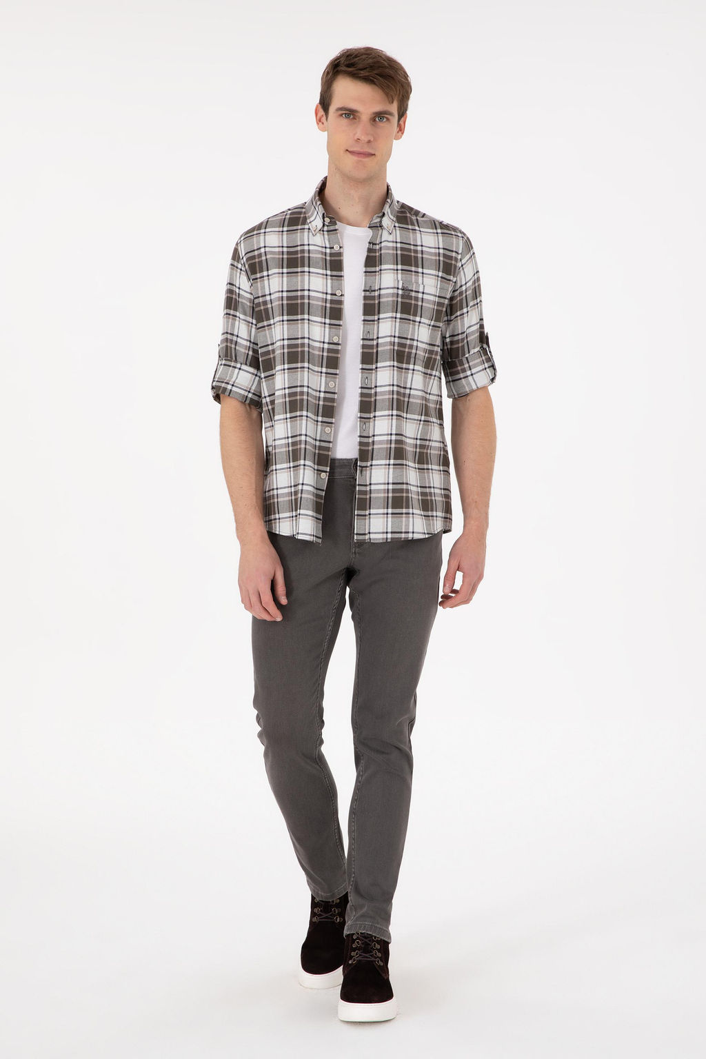 Мужская рубашка светло-хаки с длинным рукавом Неожиданная скидка в корзине - U.s. polo assn фото 4