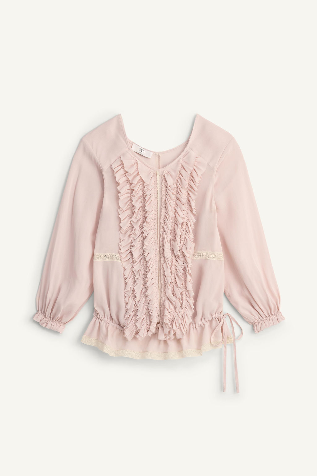 CAMISA VOLANTES ENCAJE LIMITED EDITION / Rosa empolvado - Zara фото 7