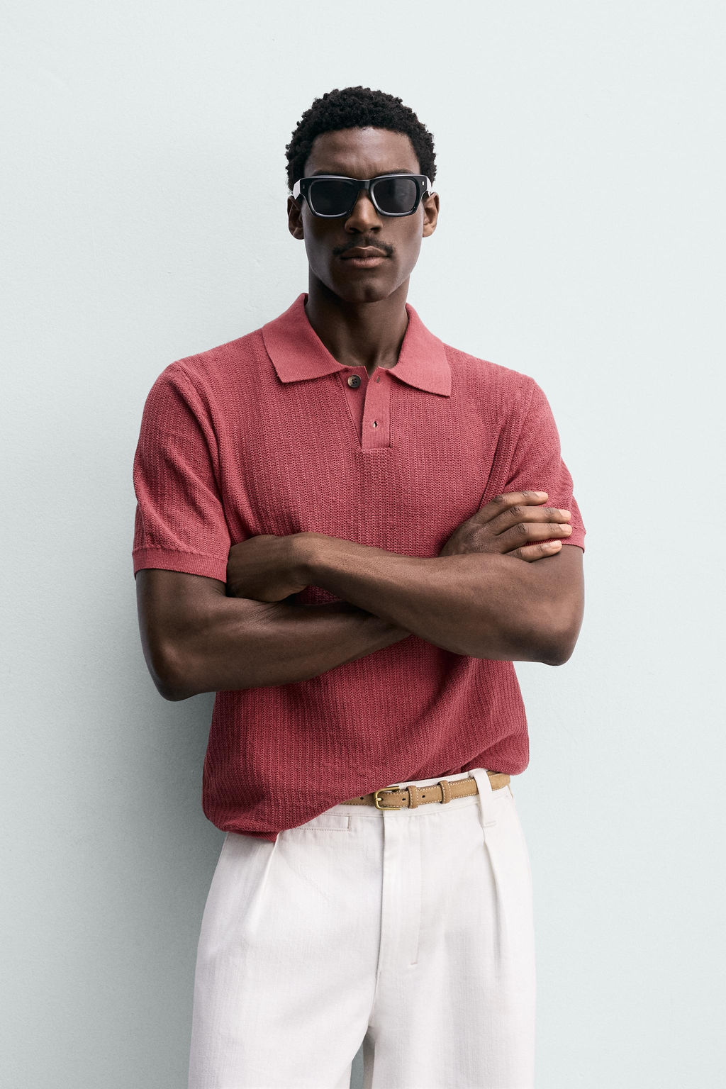 POLO PUNTO REGULAR FIT ESTRUCTURA / Rosado oscuro - Zara фото 3