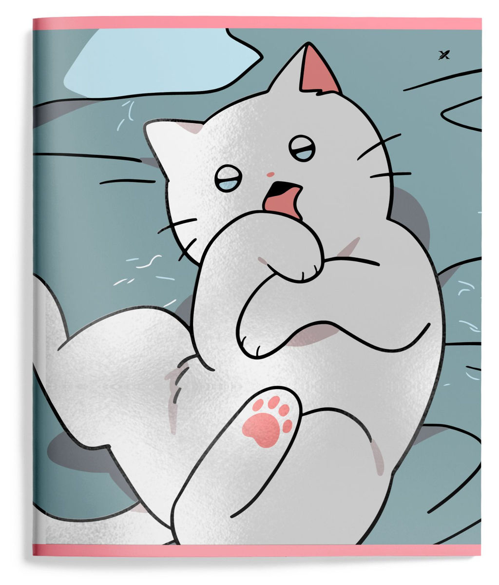 Тетрадь 48 л. А5 линия, на скрепке, офсет LOREX SNAPPY CAT мелованный картон, запечатка форзаца, soft touch, выборочный УФ-лак - Buro фото 6