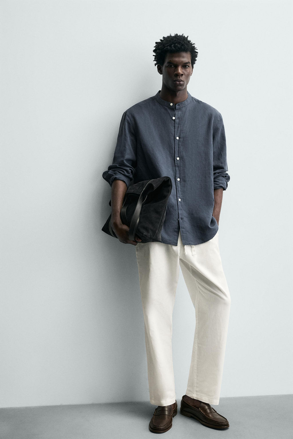 PANTAL?N RELAXED FIT ALGOD?N - LINO / Blanco roto - Zara фото 5