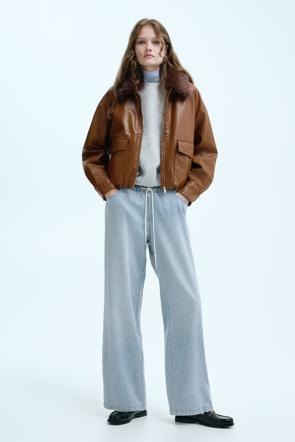 Pantal?n denim con cord?n de ajuste - H&m фото 4