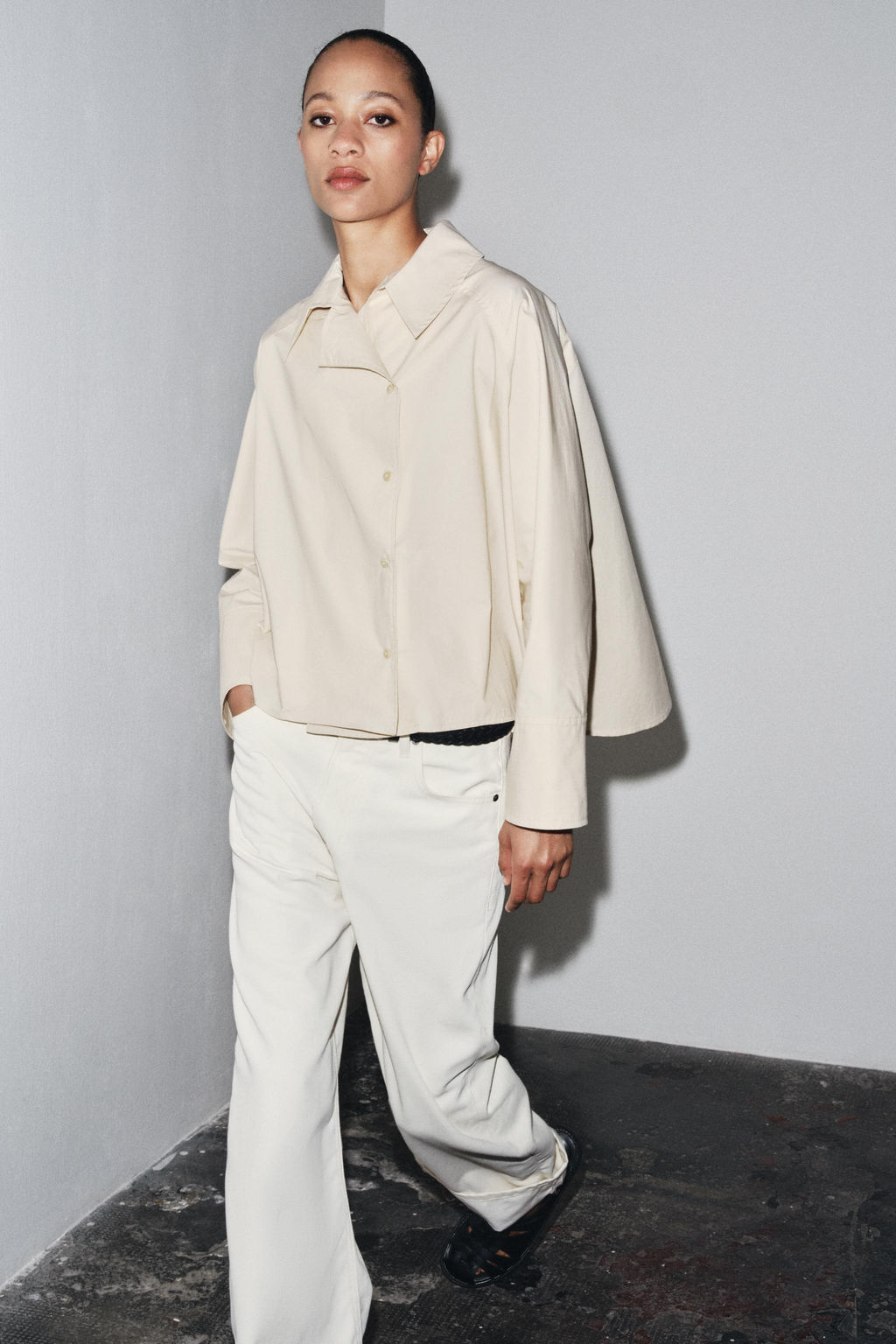 ZW COLLECTION OVERSIZE PLEATED SHIRT