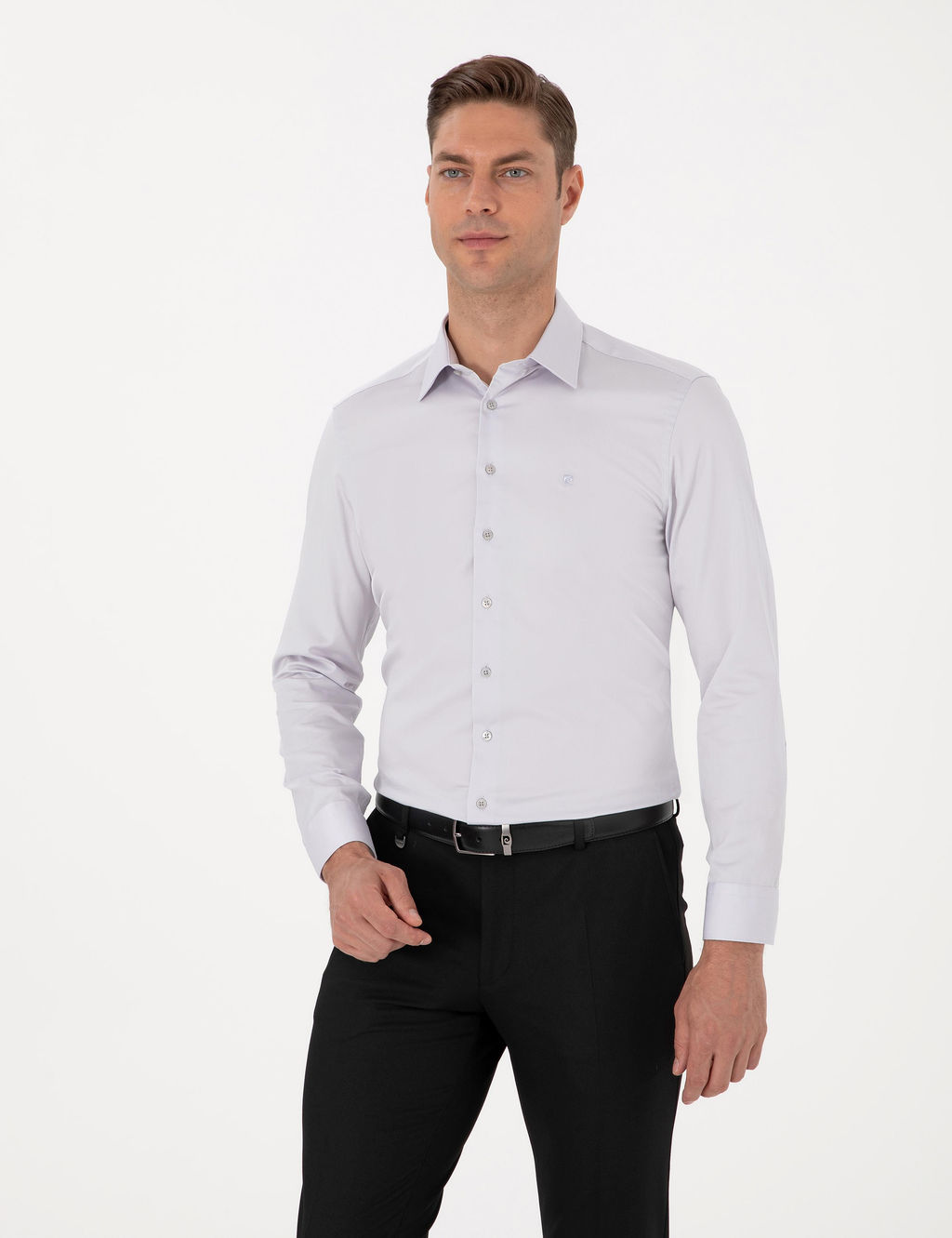 Gri Slim Fit Uzun Kollu Basic G_mlek
