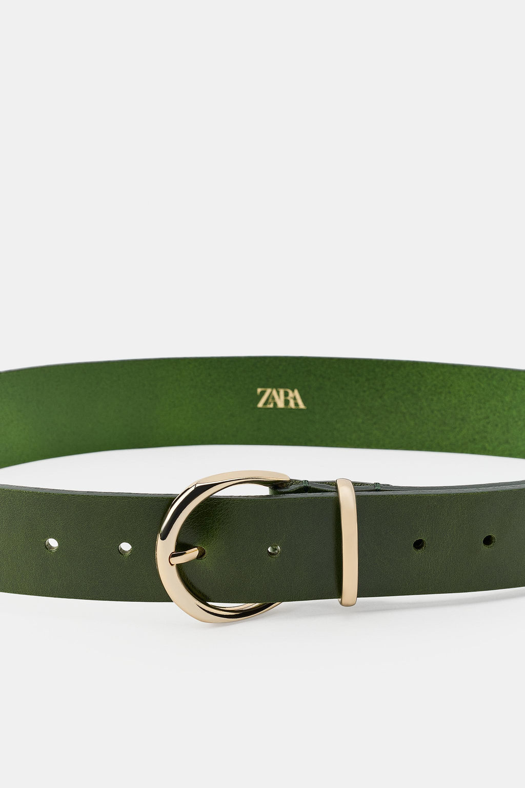 CINTUR?N PIEL 100% HEBILLA CIRCULAR / Verde - Zara фото 4
