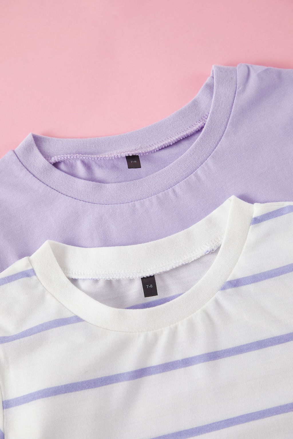 Lila-Ekru 2li K?z Cocuk %100 Pamuk Regular/Normal Kal?p K?sa Kol Orme T-Shirt TKDSS25TS00028 - Trendyolmilla фото 4