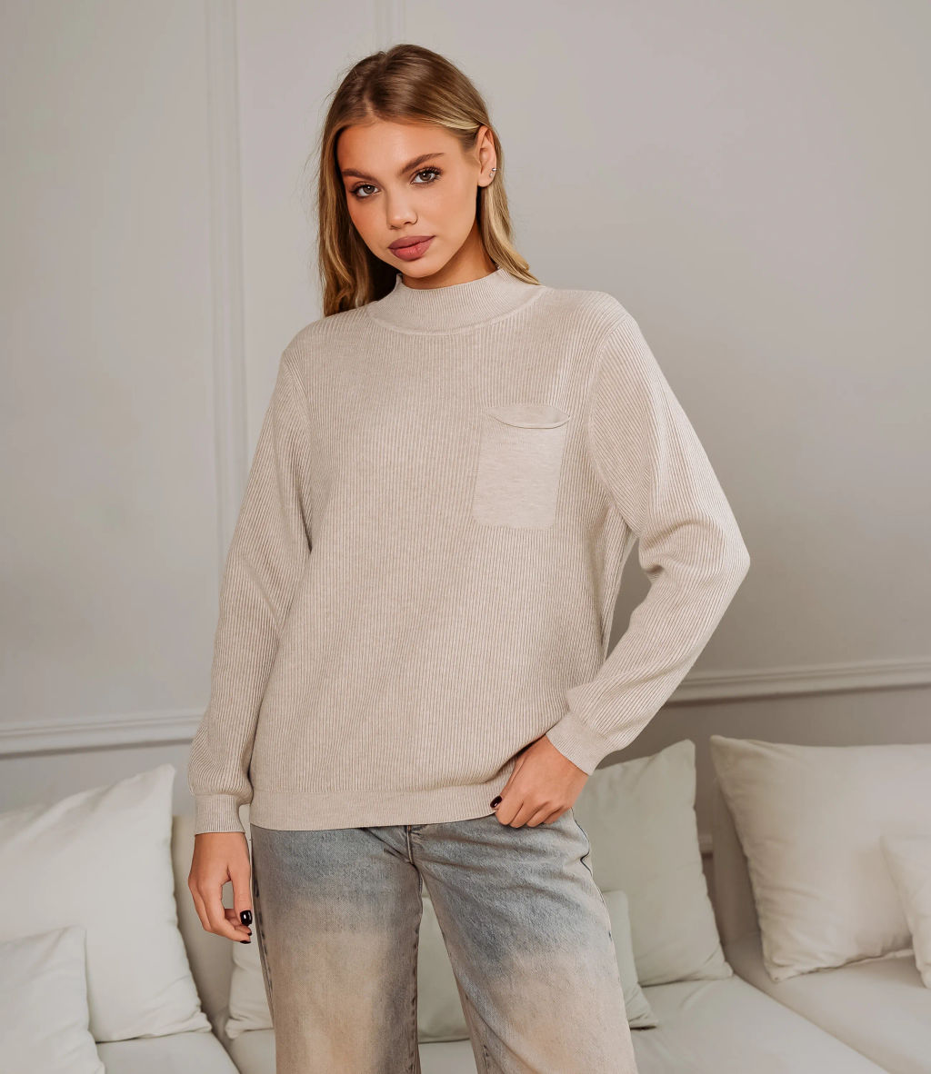 Джемпер #КТ24062, бежево-серый