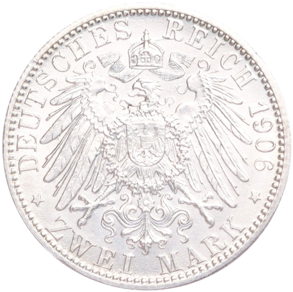 Монета 2 марки 1906 года Германия (Баден) 50 лет свадьбе Фридриха I и Луизы Прусской