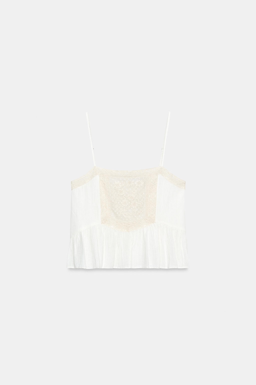 TOP GASA TIRANTES BORDADOS / Crudo - Zara фото 5