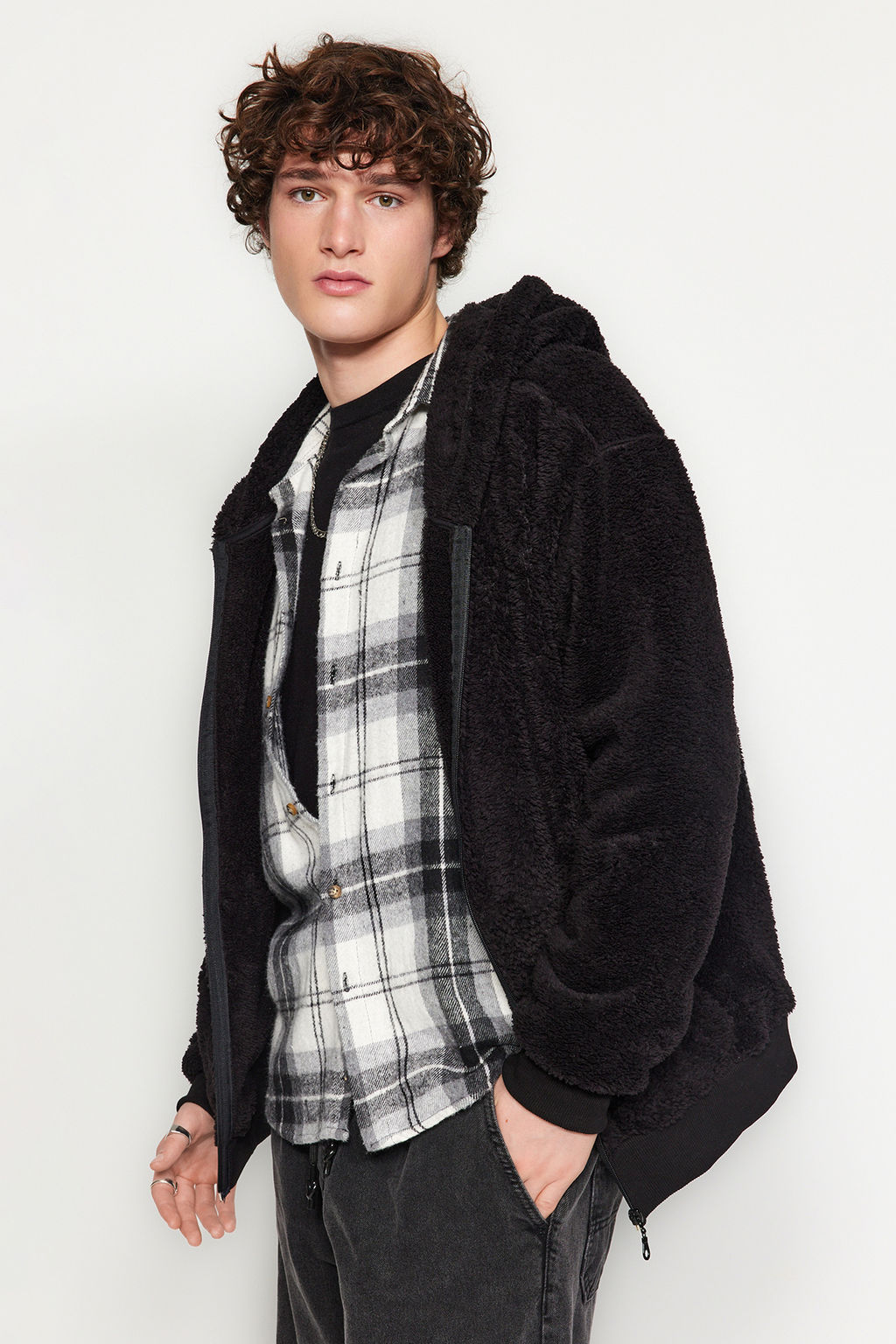 TRENDYOL MAN Bej Regular/Normal Kesim Full Fermuar Cepli Polar Kal?n Sweatshirt-H?rka TMNAW24SW00109 - Trendyolmilla фото 2