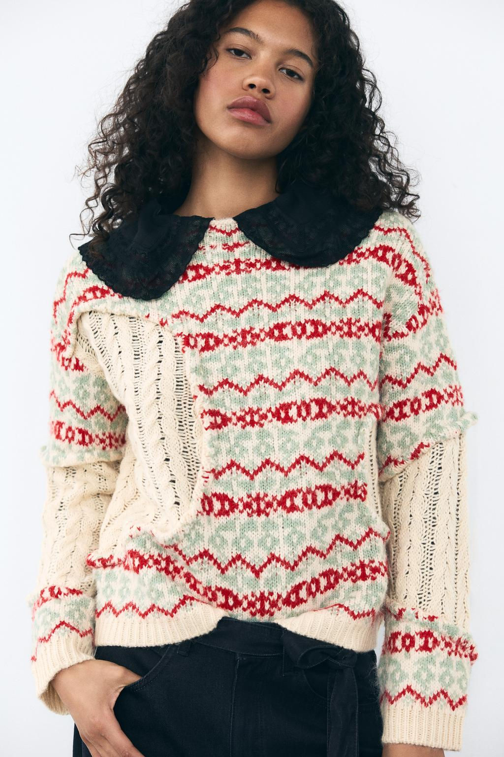 CABLE-KNIT JACQUARD SWEATER - Zara фото 2