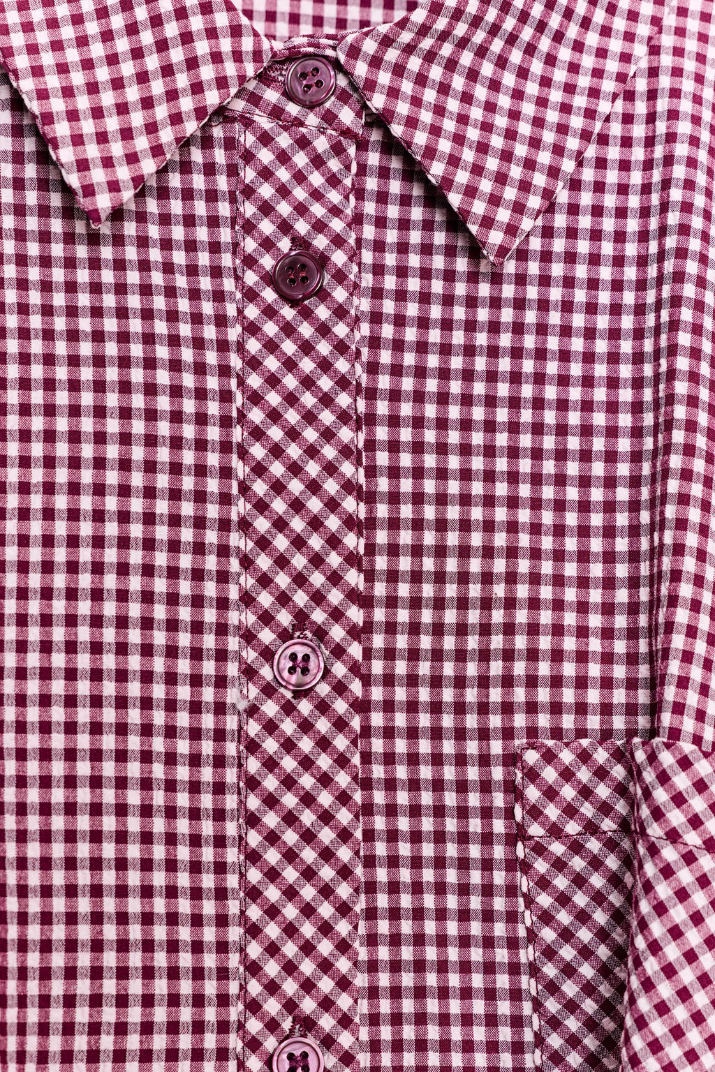 CAMISA GLOBO CUADRO VICHY / Granate - Zara фото 8