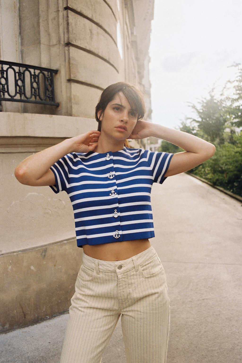 STRIPED KNIT SHORT SLEEVE CARDIGAN - Zara фото 2