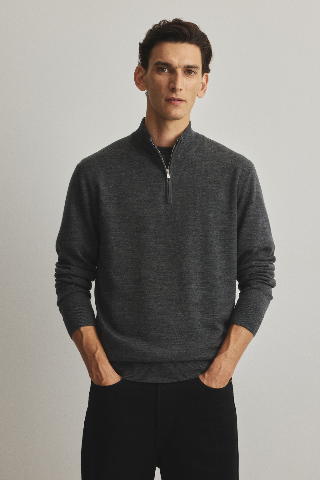 Jersey en lana merino con cremallera Regular Fit - H&m фото 6