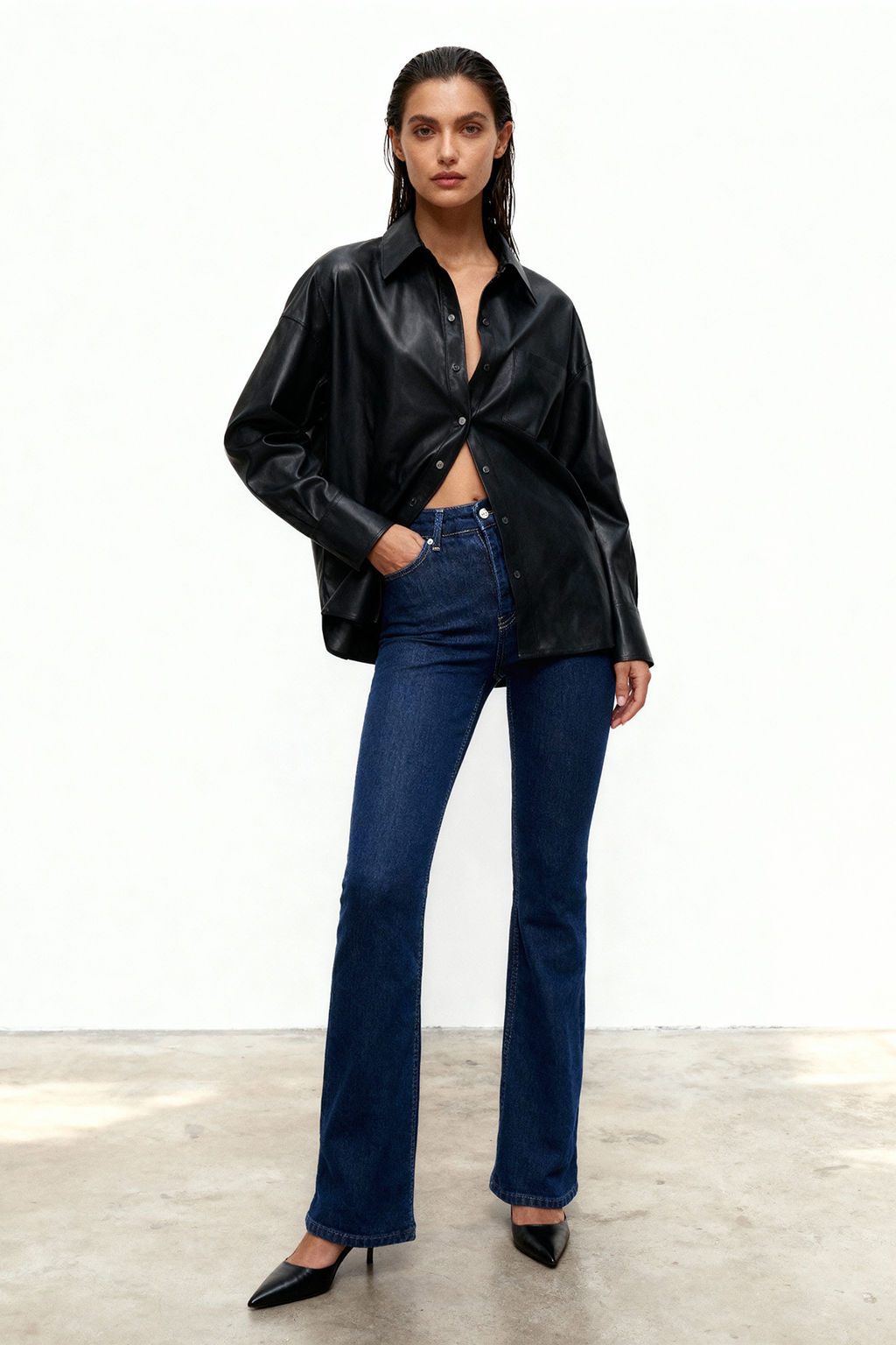 More Sustainable Lacivert Yuksek Bel Comfort/Esnek Flare Jeans TWOSS23JE00063