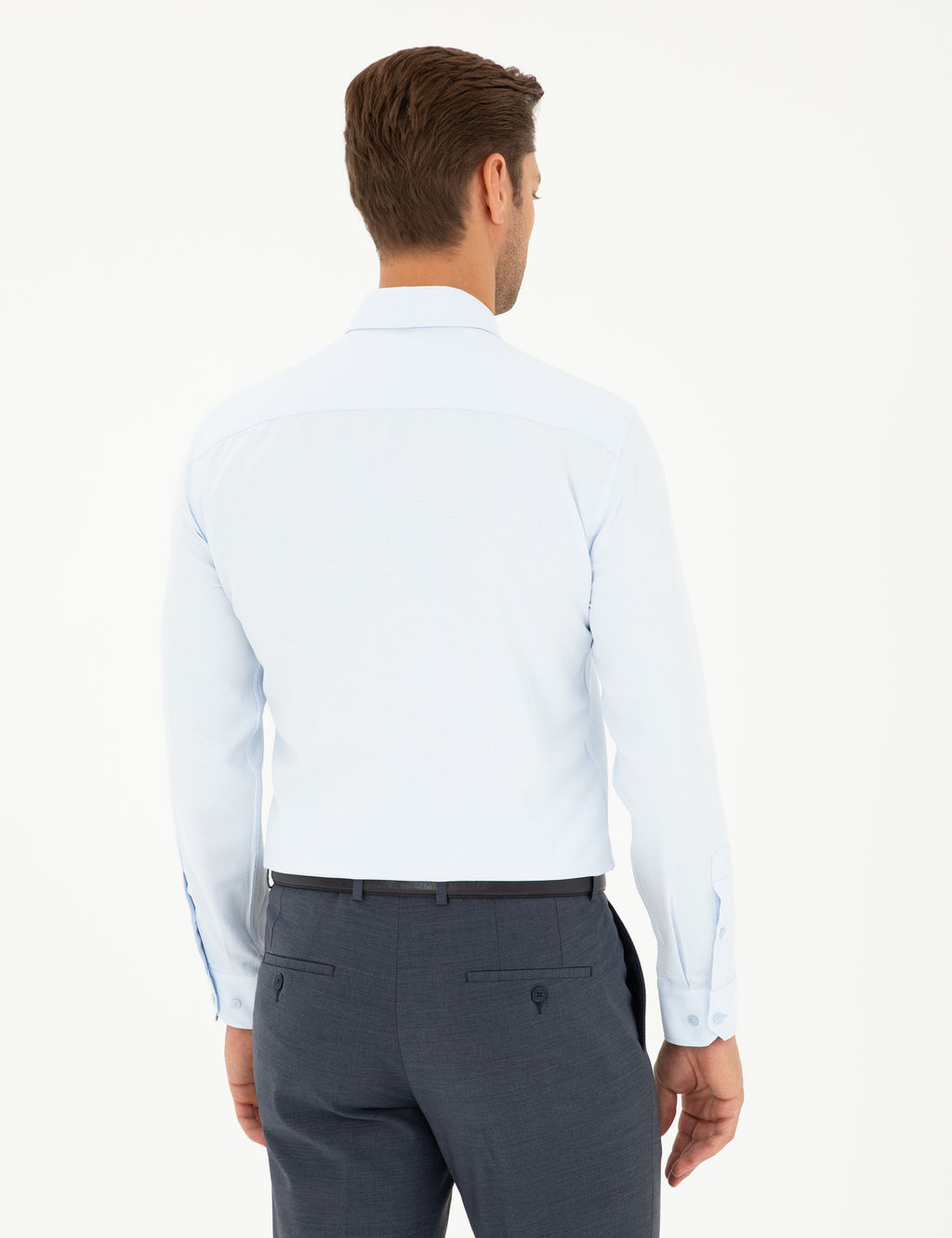 A__k Mavi Slim Fit Uzun Kollu G_mlek