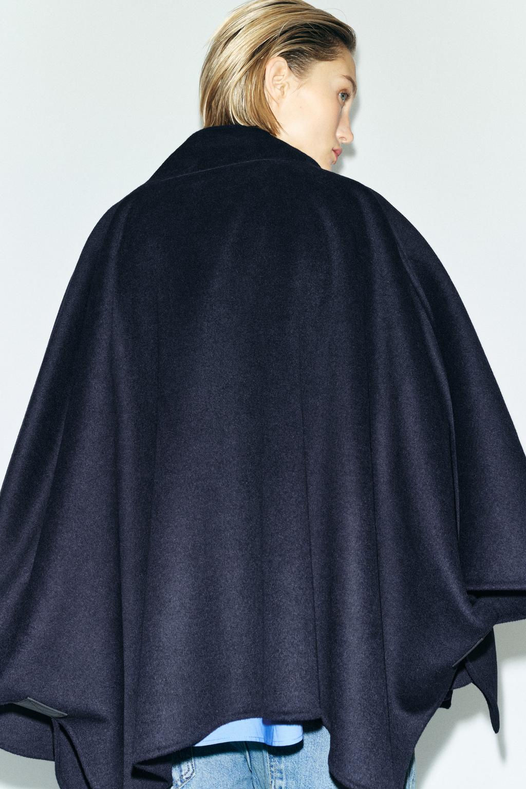 ZW COLLECTION WOOL CAPE WITH SCARF - Zara фото 3