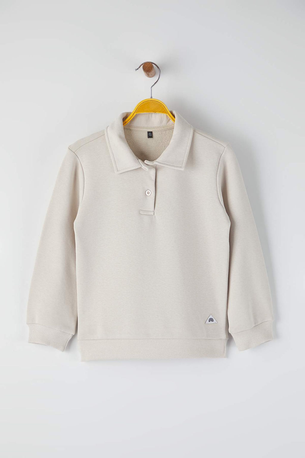 Tas*002 Unisex Cocuk Pamuklu Duz Polo Yaka Regular Orme Sweatshirt TKDAW26SW00028