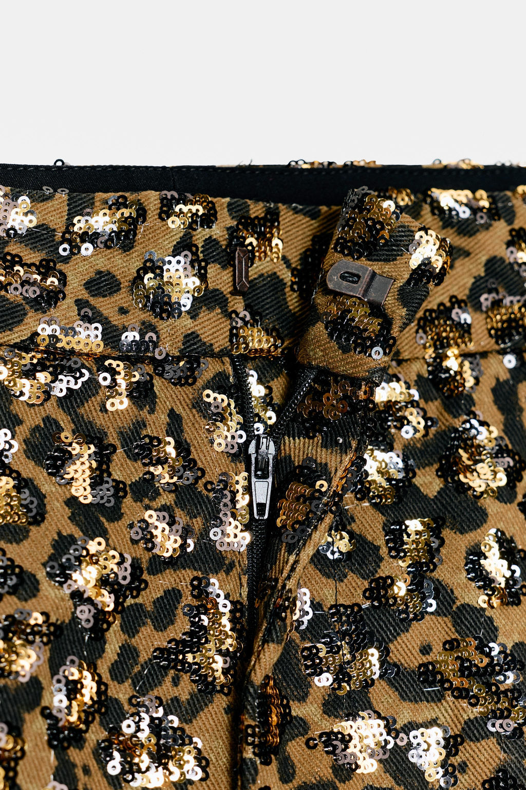 ANIMAL PRINT SEQUINNED STRAIGHT-LEG TROUSERS