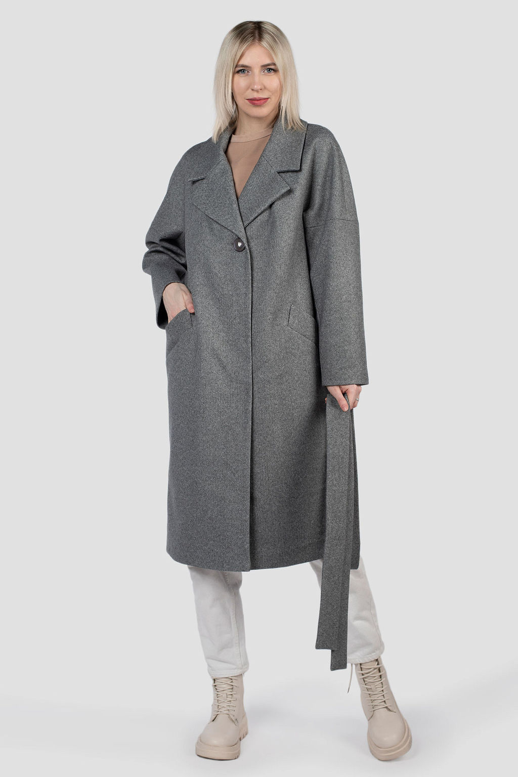 Пальто женское демисезонное (пояс) - El podio фото 3