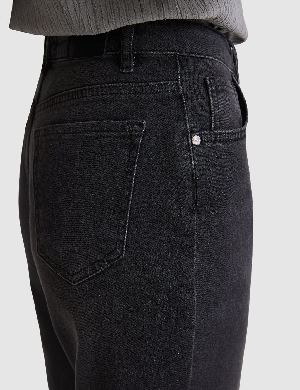 Antrasit Mom High Waist Fit Jean Pantolon