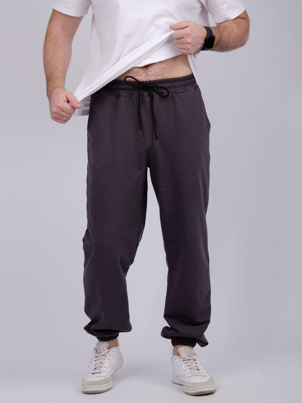 Джоггеры "Джереми 4" антрацит, футер с лайкрой