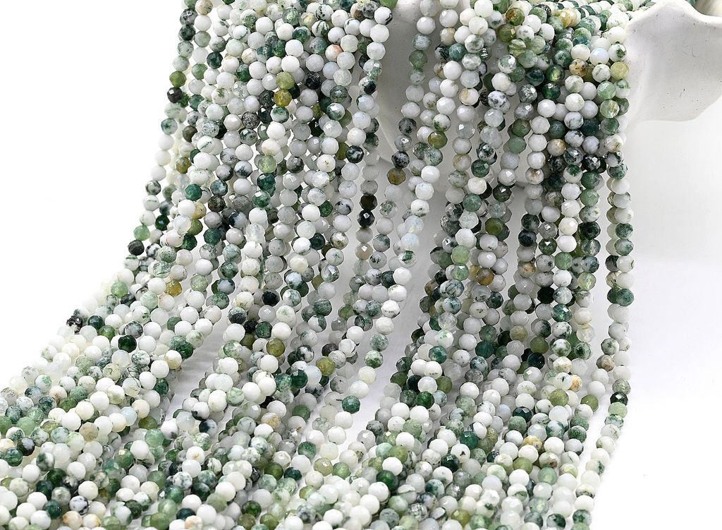 Бусины из агата мохового шарик гр.3мм, 36см, 118 бусин Радуга камня