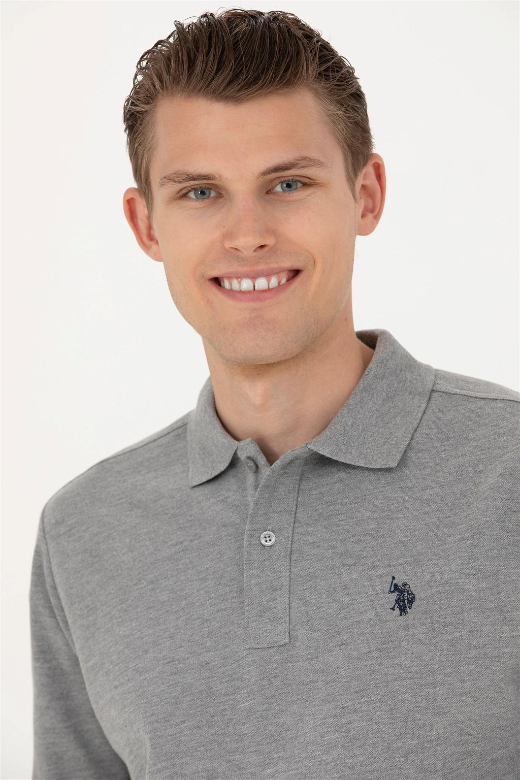U. S. Polo Assn / Мужской серый меланжевый базовый свитшот - U.s. polo assn фото 2