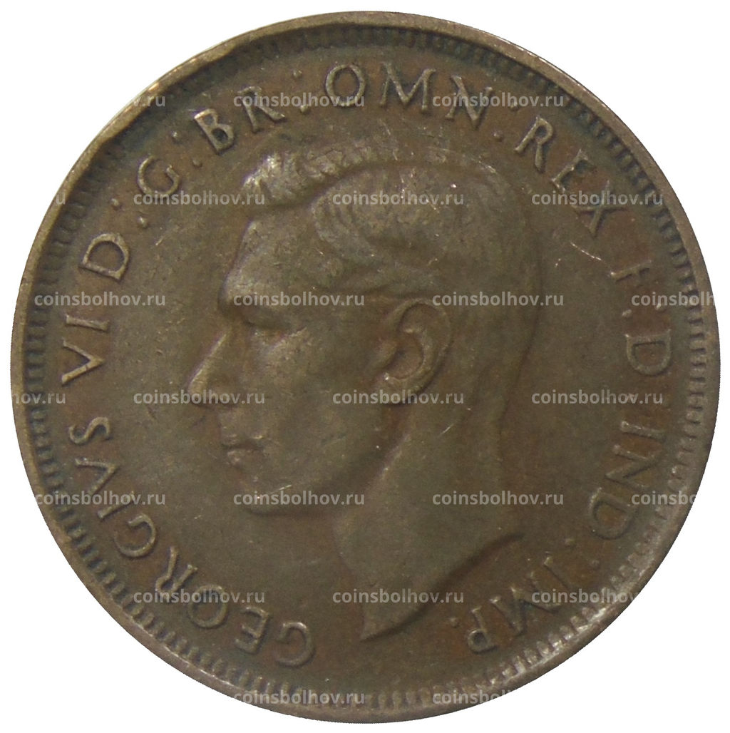 Монета 1/2 пенни 1938 года Австралия