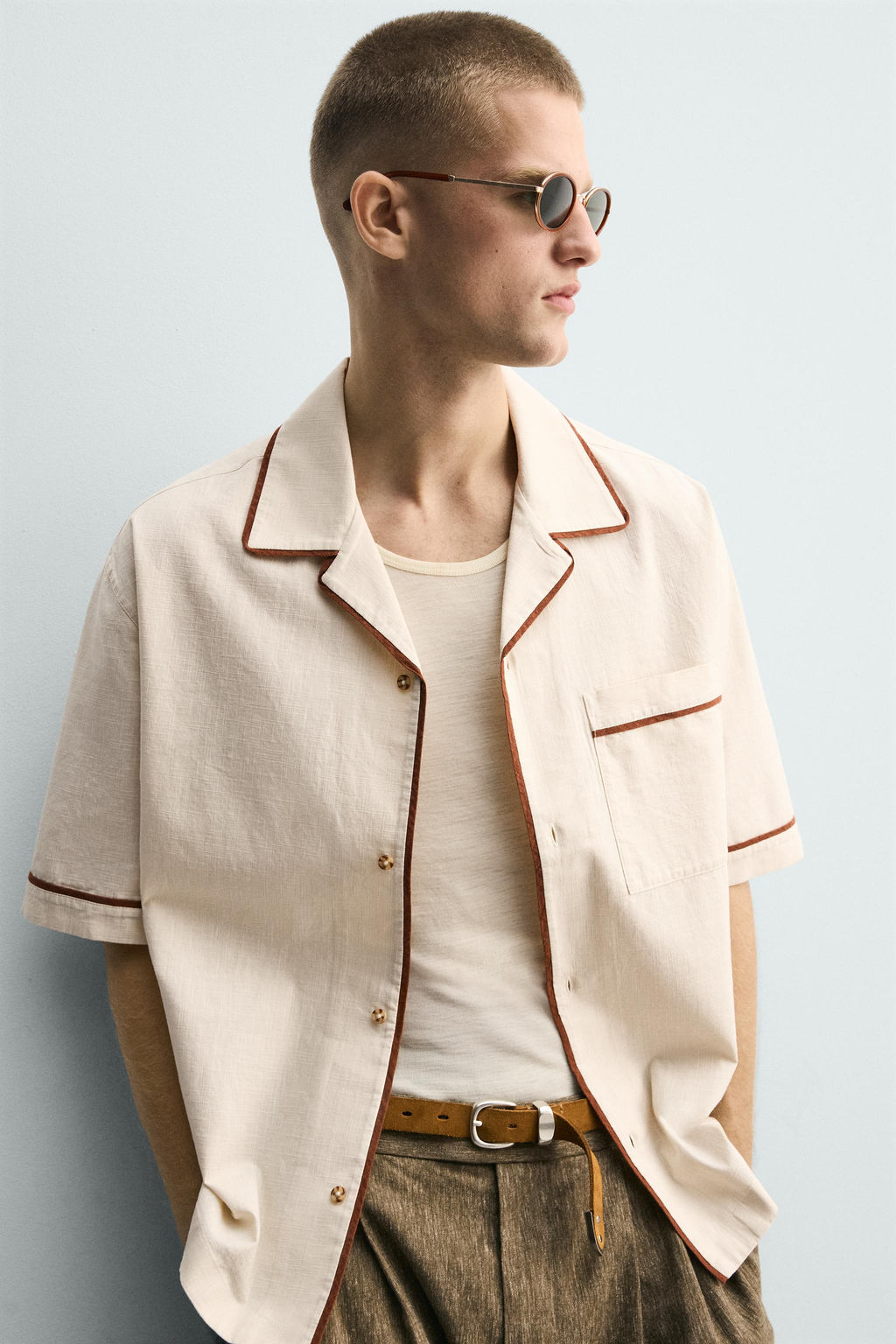 CAMISA RELAXED FIT VIVOS CONTRASTE / Crudo - Zara фото 6