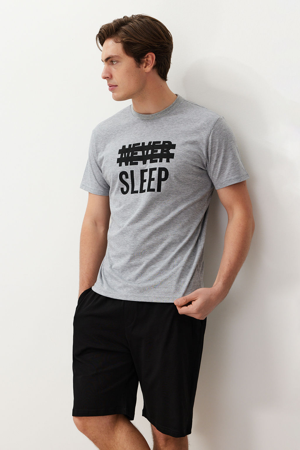 TRENDYOL MAN Mavi %100 Pamuk Regular Fit Orme Yazl?k Sortlu Pijama Tak?m? THMSS21PT0216 - Trendyolmilla фото 32