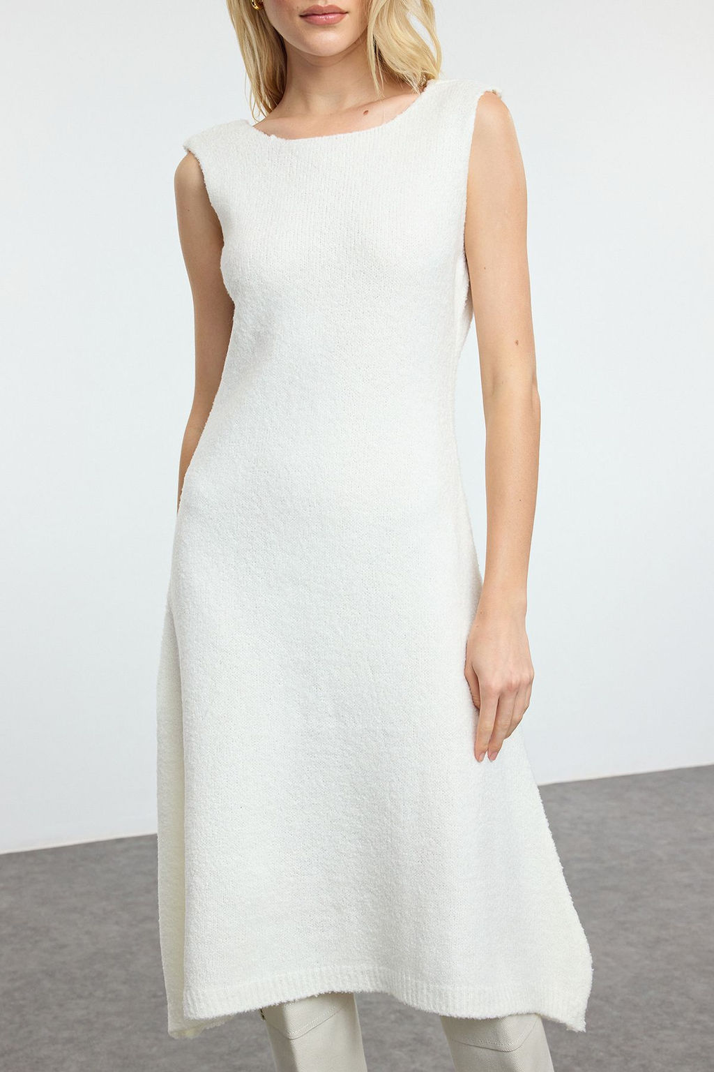 Ekru Midi Triko Ceket Gorunumlu H?rka-Elbise Tak?m TWOAW25EL00082 - Trendyolmilla фото 5