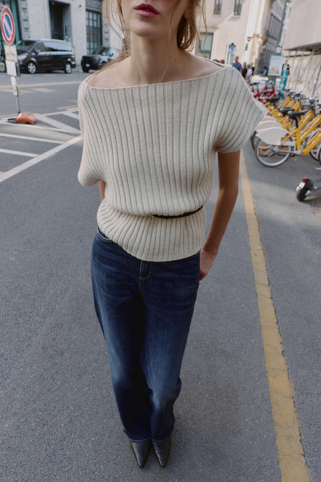 ASYMMETRIC WOOL TOP WITH BELT - Zara фото 6