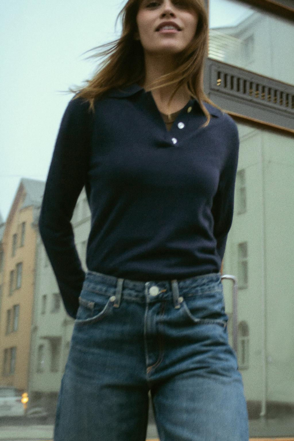 TRF BALLOON CURVED LEG MID-WAIST JEANS - Zara фото 14