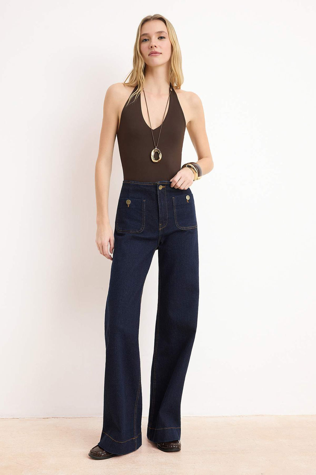 Kahverengi Vucuda Oturan Havuz Yaka S?rt Dekolteli C?tc?tl? Poliamid Orme Body TWOSS26BD00011 - Trendyolmilla фото 2