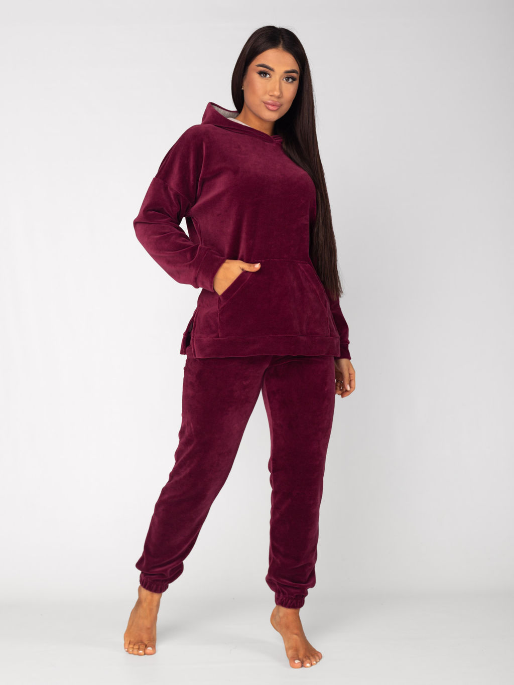 Костюм женский велюровый Аиша бордо - Domtrik Домашний трикотаж фото 2