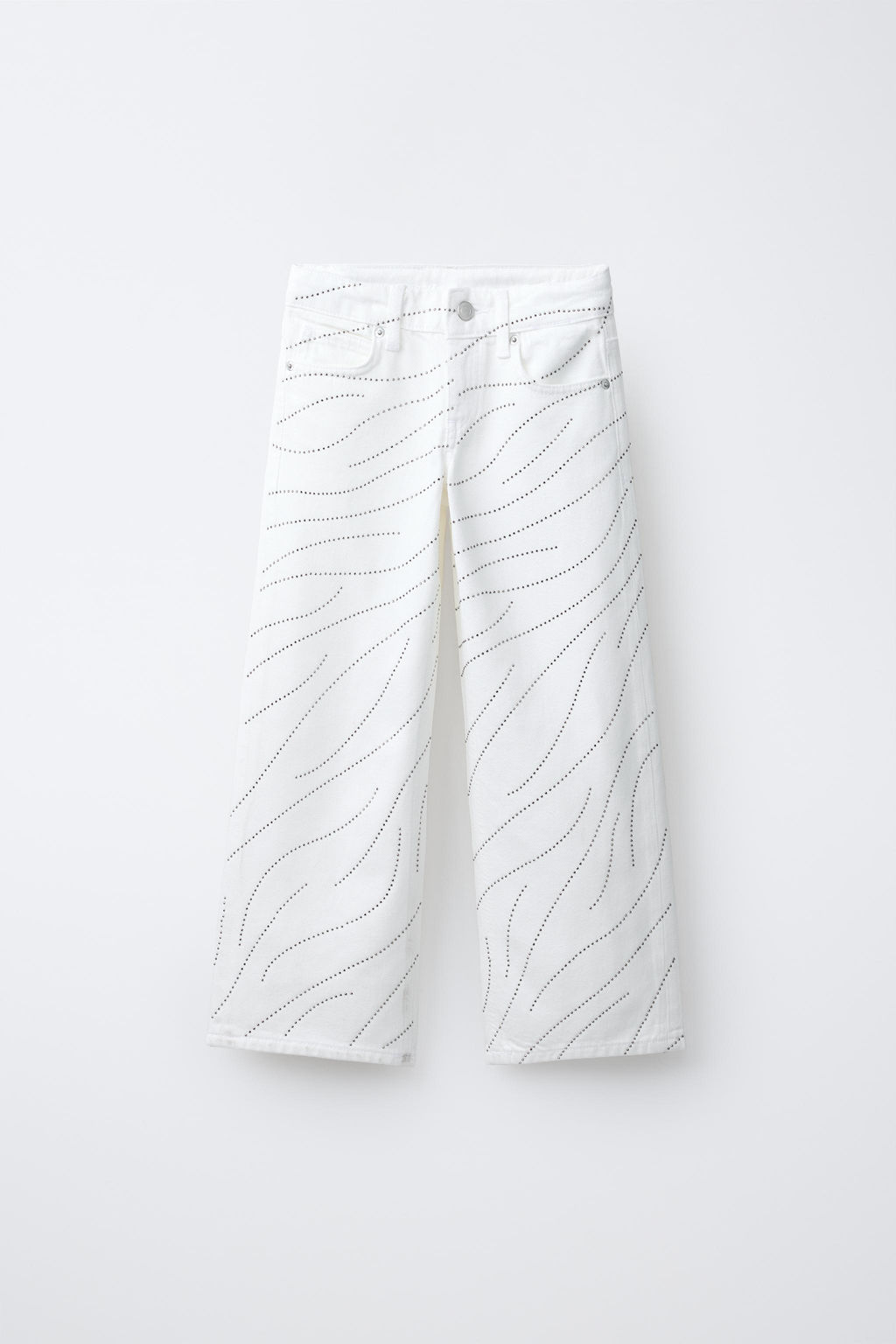 JEANS WIDE LEG STRASS Y ESTRELLAS / Blanco - Zara фото 4
