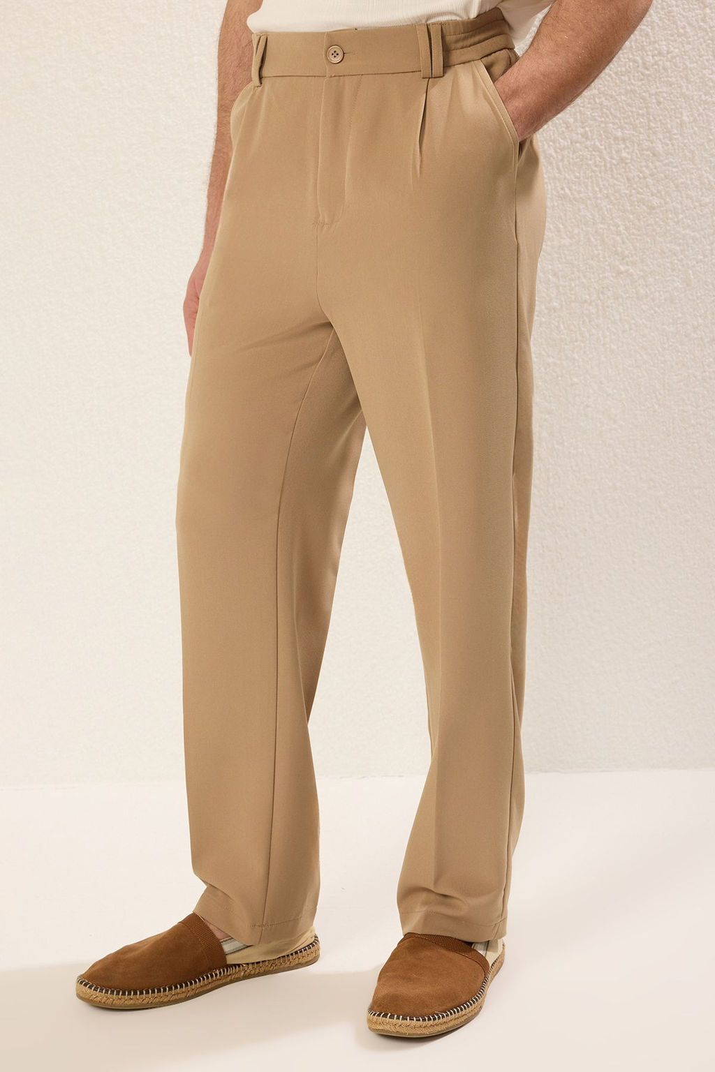 TRENDYOL MAN Bej Wideleg Baggy Rahat Kal?p Dokuma Kumas Pantolon TMNSS25PL00007 - Trendyolmilla фото 12