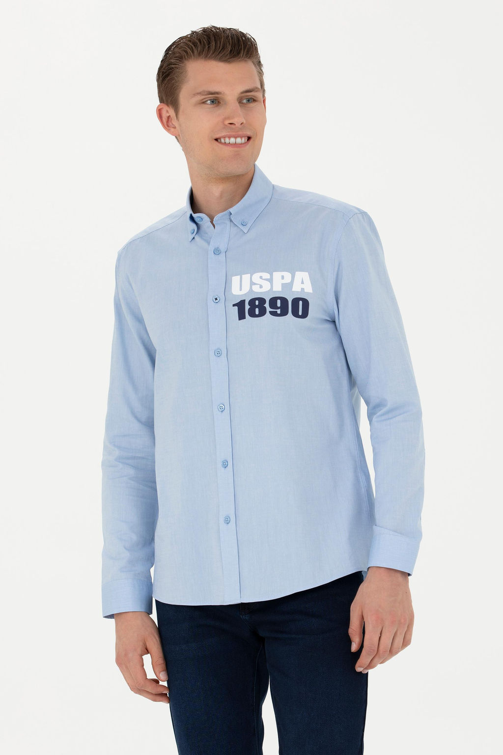 Мужская синяя рубашка с длинным рукавом - U.s. polo assn фото 8