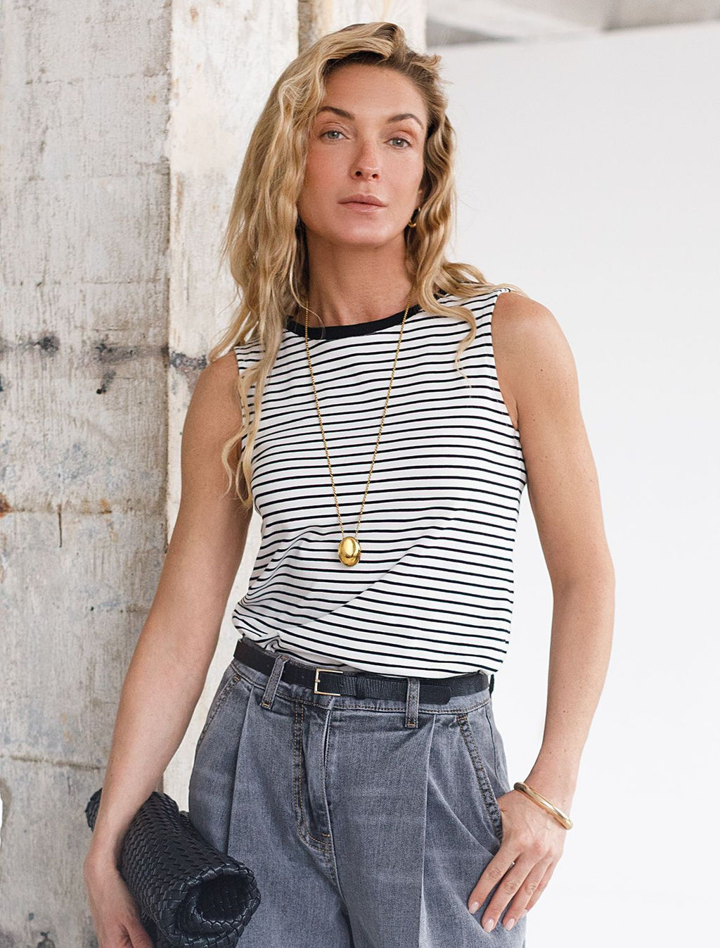 Топ в полоску из премиального хлопка с эластаном