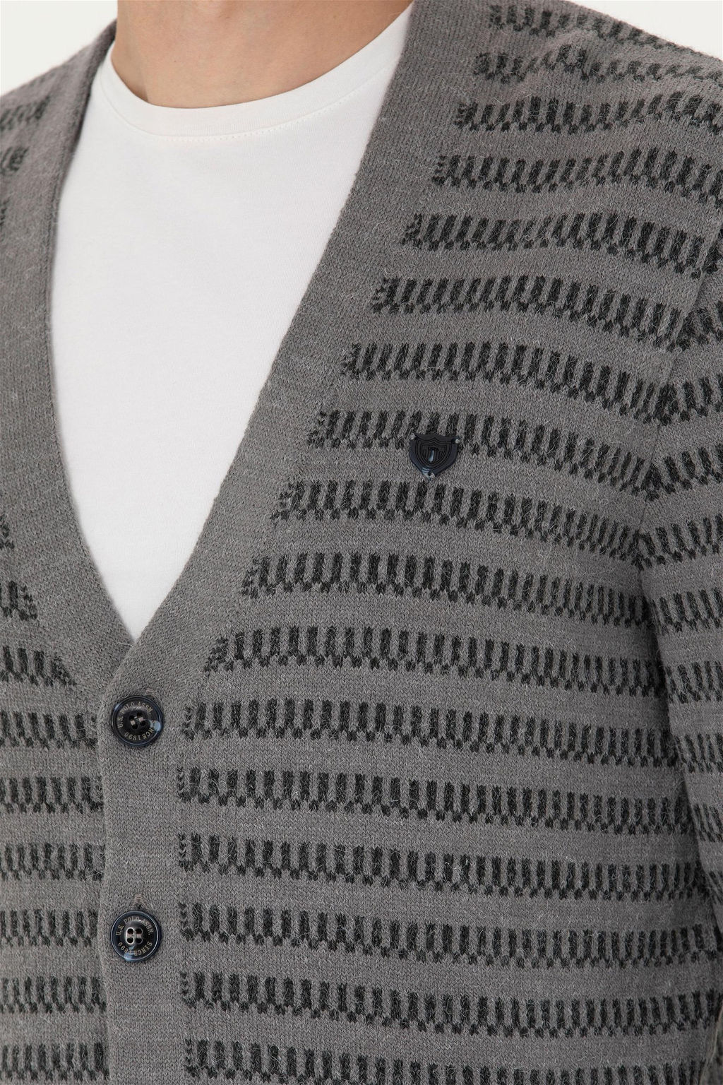 Мужской серый меланжевый трикотажный кардиган - U.s. polo assn фото 7