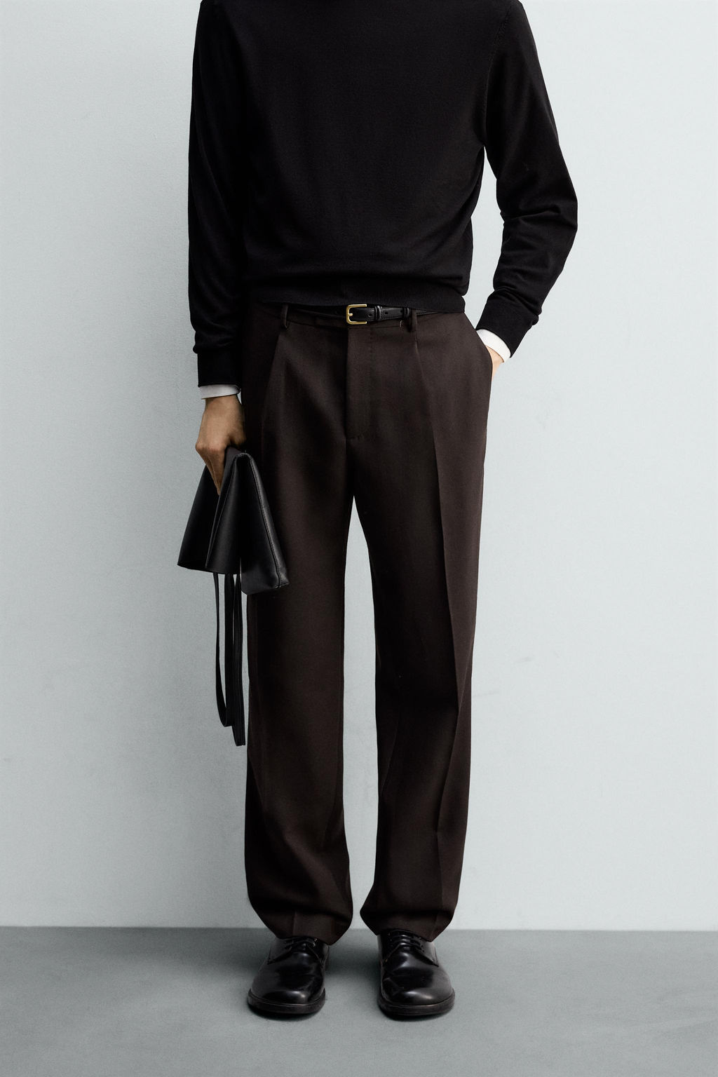 100% WOOL PLEATED TROUSERS