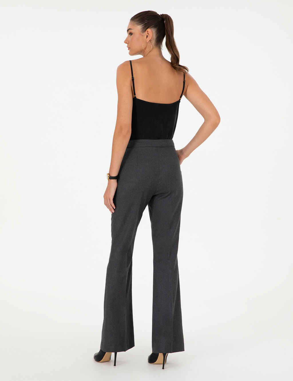 Antrasit Flare Fit Kuma_ Pantolon