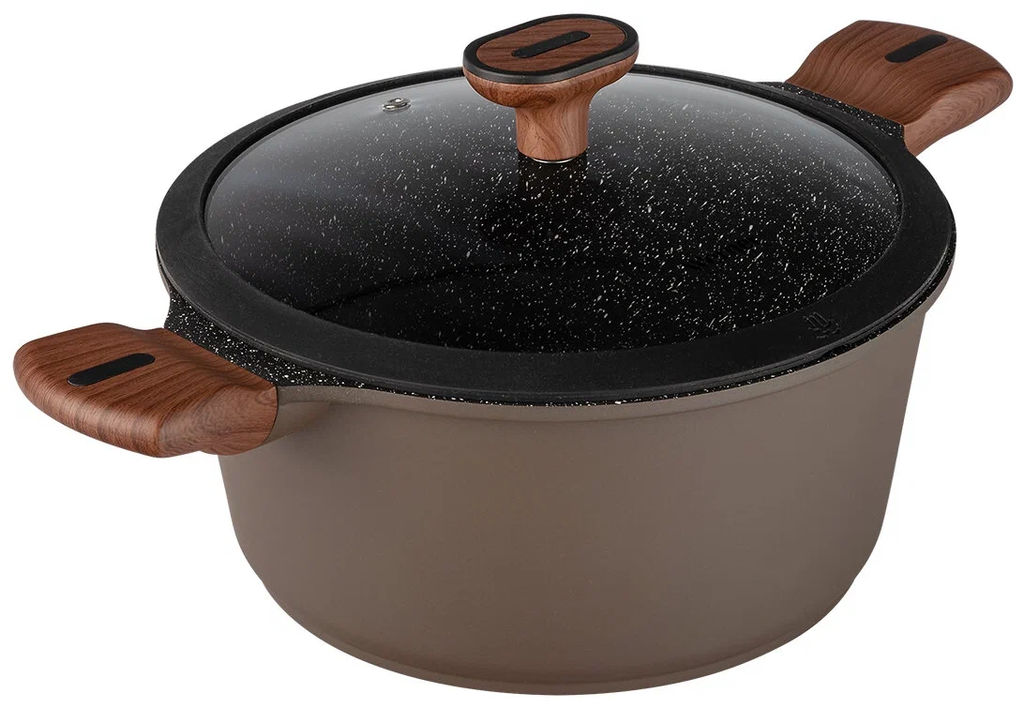 51471 WERNER Кастрюля DONO 24,0x11,5 см/4,3 л с индукционным дном, с двухслойным мраморным антипригарным покрытием Pfluon, бакелитовая ручка с покрытием Soft Touch, крышка с силиконовым ободом. Матери  фото 6