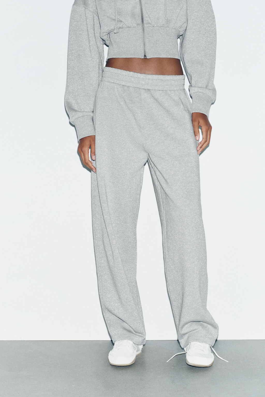 METALLIC THREAD FLEECE TROUSERS - Zara фото 2
