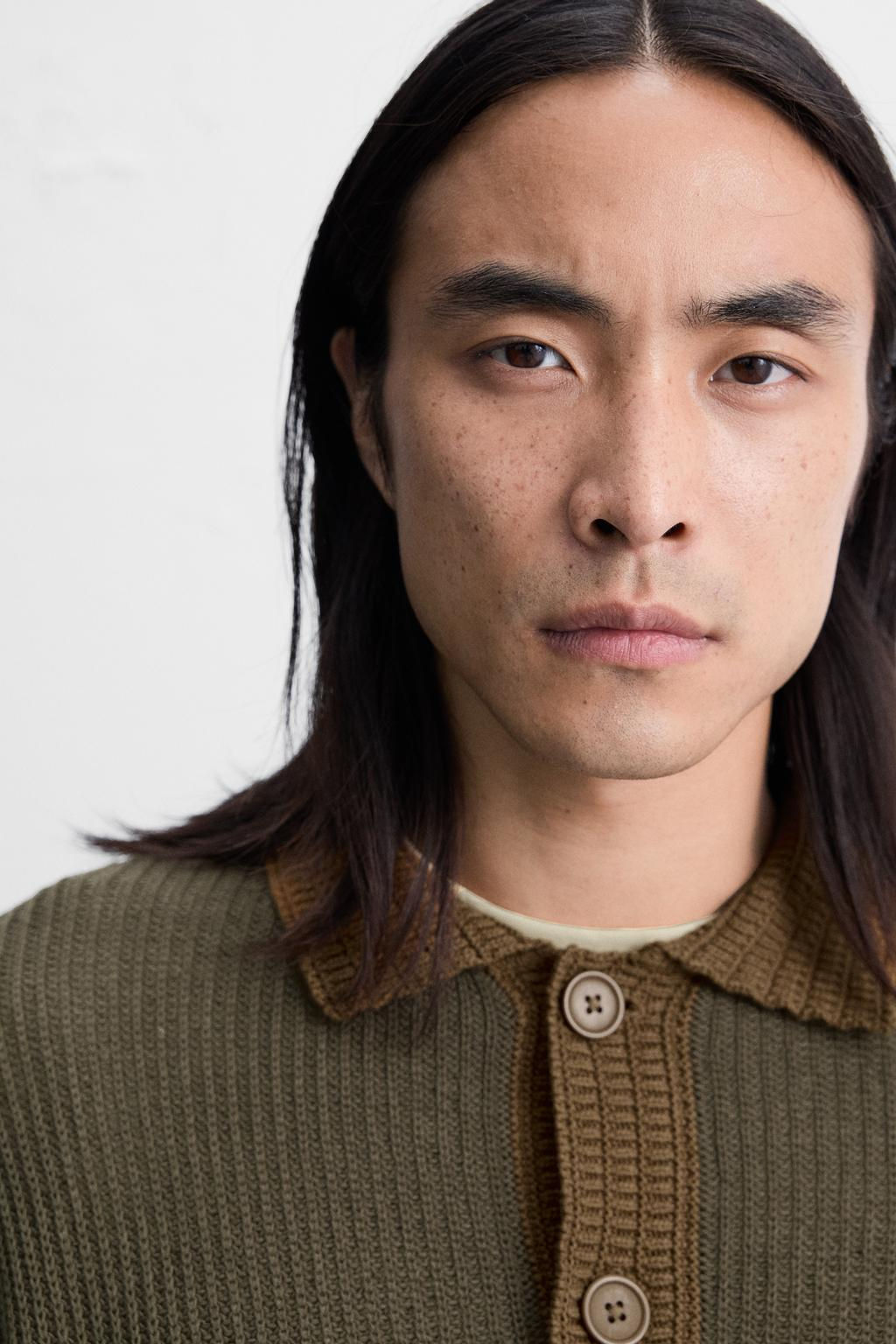 COTTON - LINEN KNIT POLO SHIRT - Zara фото 2