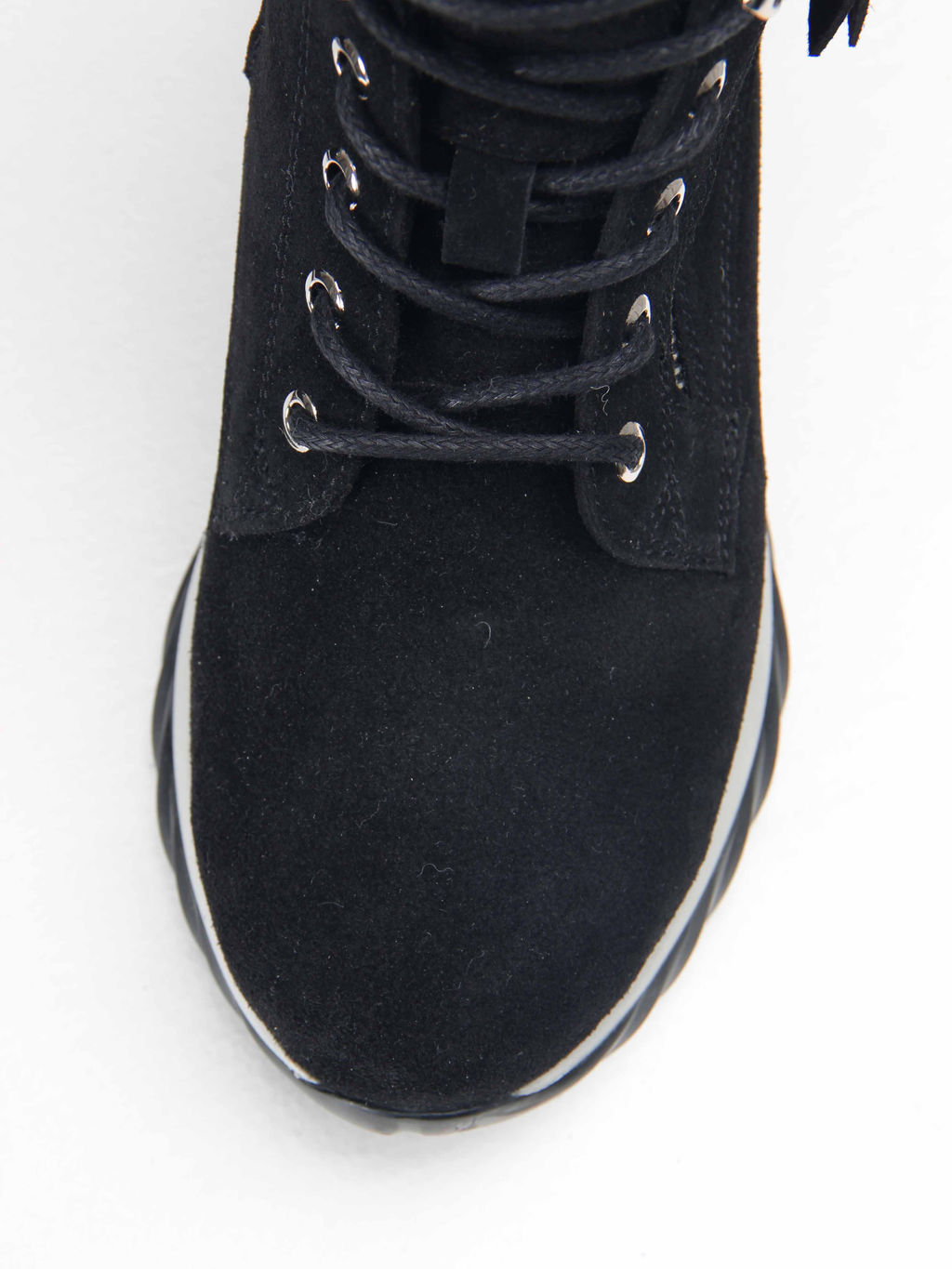 Ботинки 261.uno2bl. черный серый замша/Байка