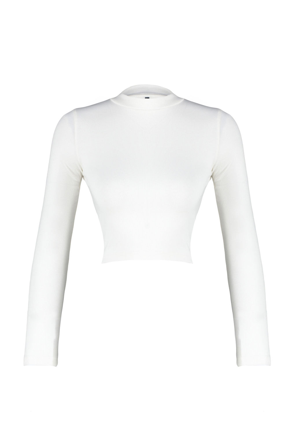 Trendyolmilla Ekru Premium Yumask Kumasl? Fitted/Vucuda Oturan Crop Esnek Orme Bluz TWOAW24BZ00433