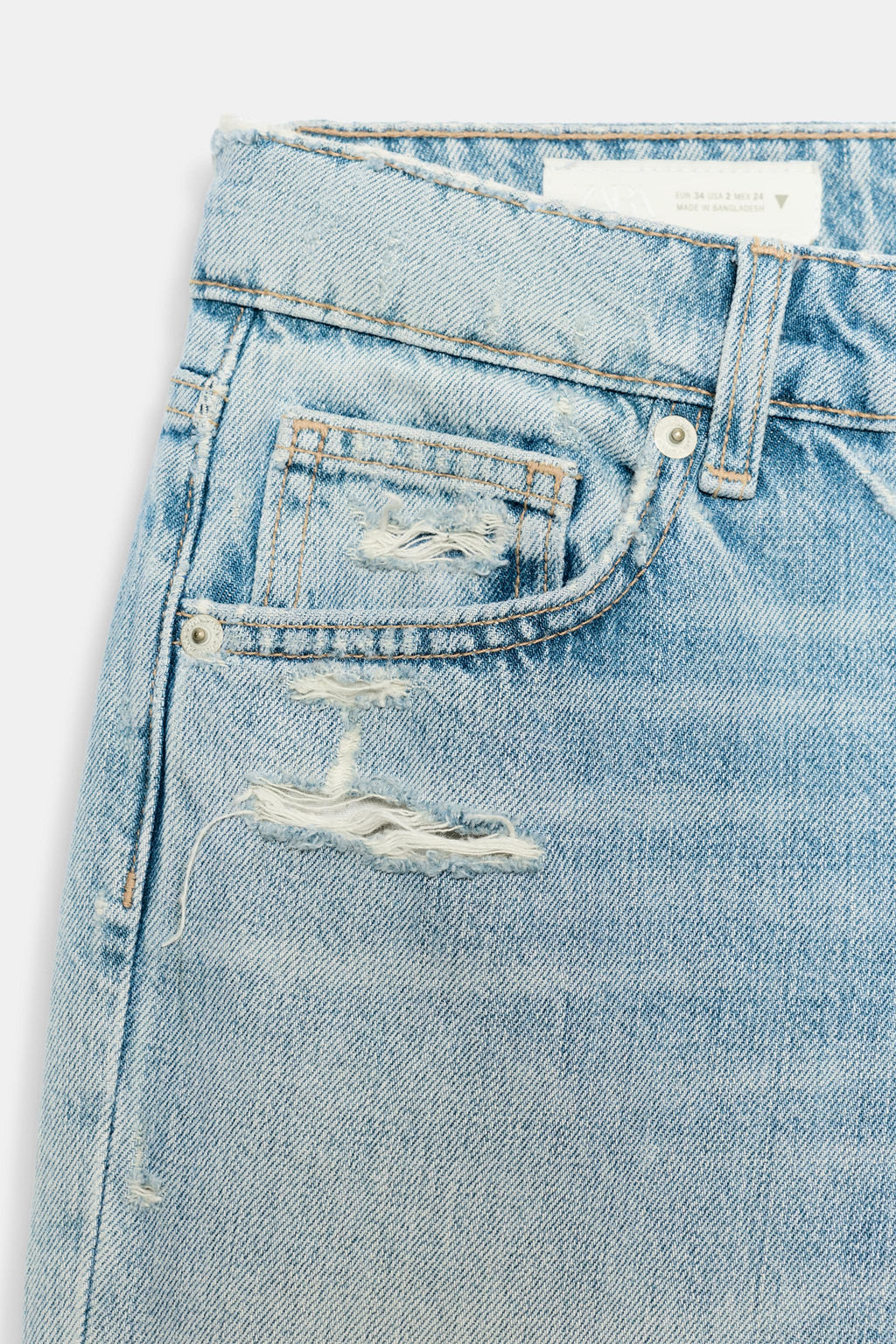 JEANS TRF WIDE LEG TIRO BAJO ROTOS / Azul - Zara фото 3
